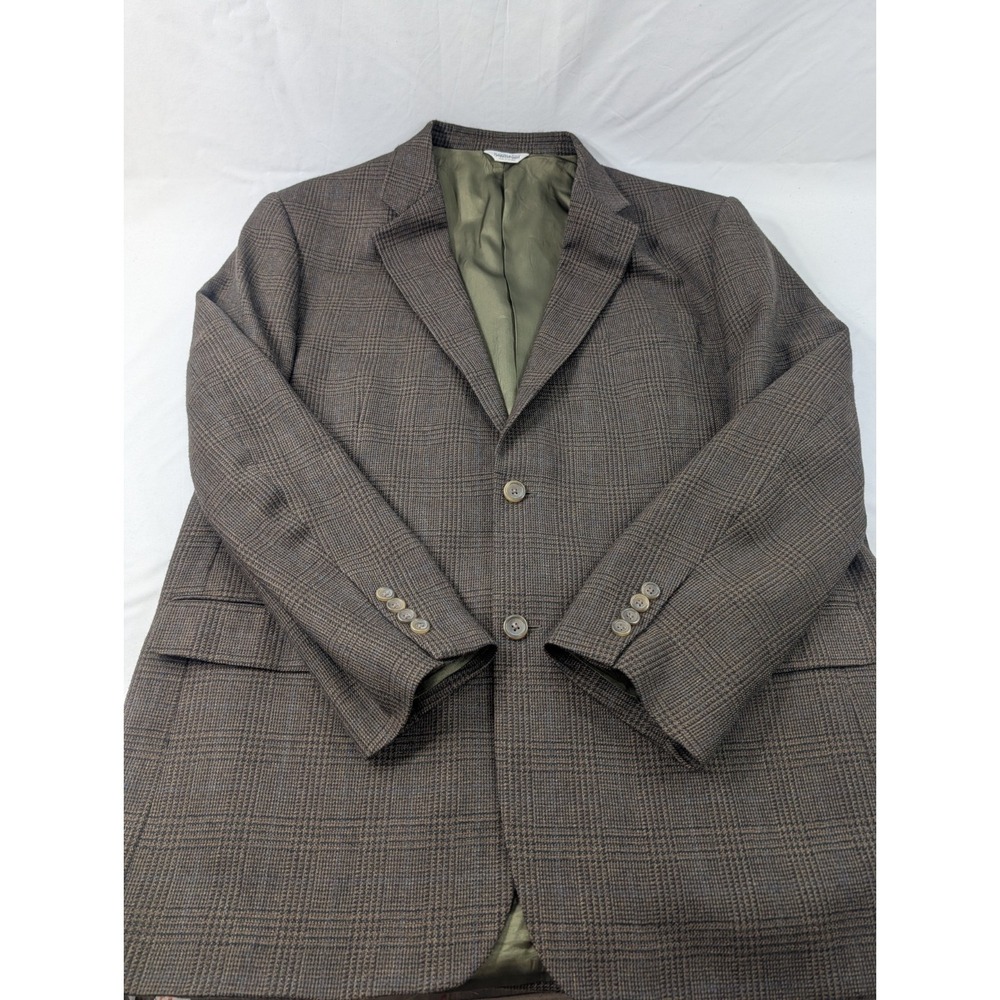 Joseph Feiss Blazer Coat Sport Suit Jacket Lambswool Houndstooth Plaid 48L 50" - Picture 2 of 13